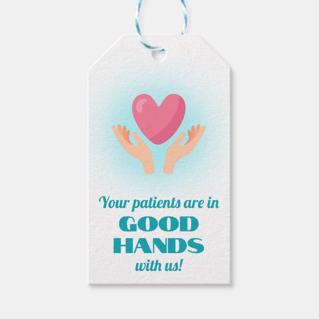 Étiquettes-cadeau Patients en bonne main Accueil Marketing santé (Devant)
