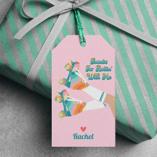 Étiquettes-cadeau Patinage à rouleaux rétroactif Merci de fête d'ann