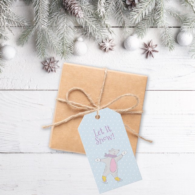 Étiquettes-cadeau Patinage d'ours polaire Noël lunatique (Créateur téléchargé)