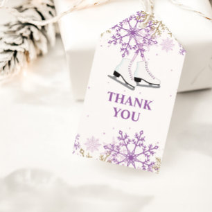 Étiquettes-cadeau Patinage sur glace Anniversaire Purple et Gold Sno