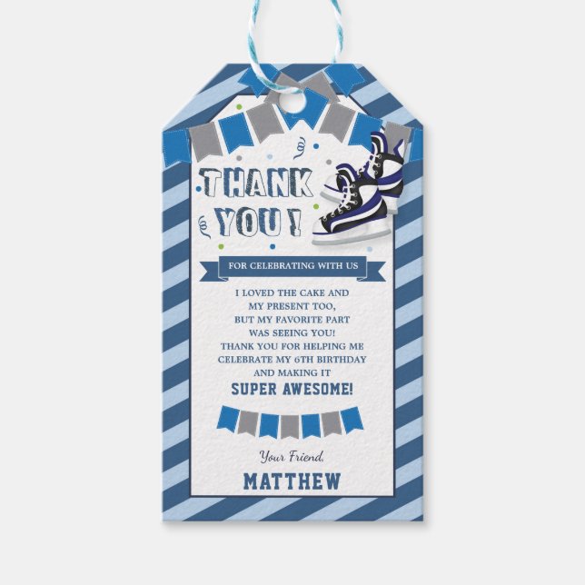 Étiquettes-cadeau Patinage sur glace Garçon Anniversaire Fête Merci  (Devant)