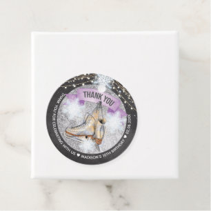 Étiquettes Cadeau Patinage sur glace Parties scintillant en argent P