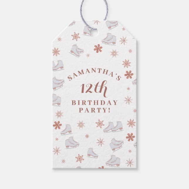 Étiquettes-cadeau Patins à glace Rose Gold Cadeau Anniversaire Rose  (Devant)