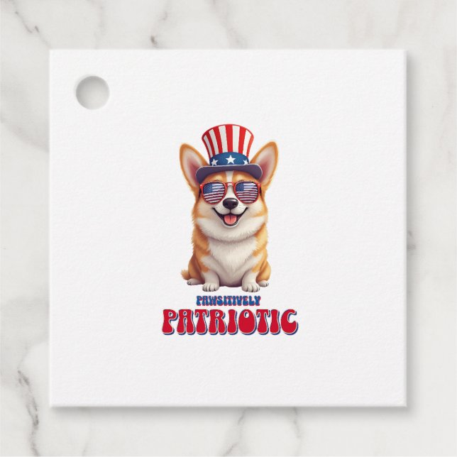 Étiquettes Cadeau Patriotic Corgi - Pawsitively Patriotic (Devant)