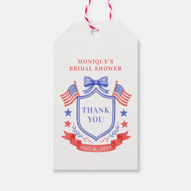 Étiquettes-cadeau Patriotic Red White & I Do Monogram Bridal Shower (Devant)