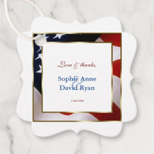 Étiquettes Cadeau Patriotique, Élégant Mariage de trame or drapeau a