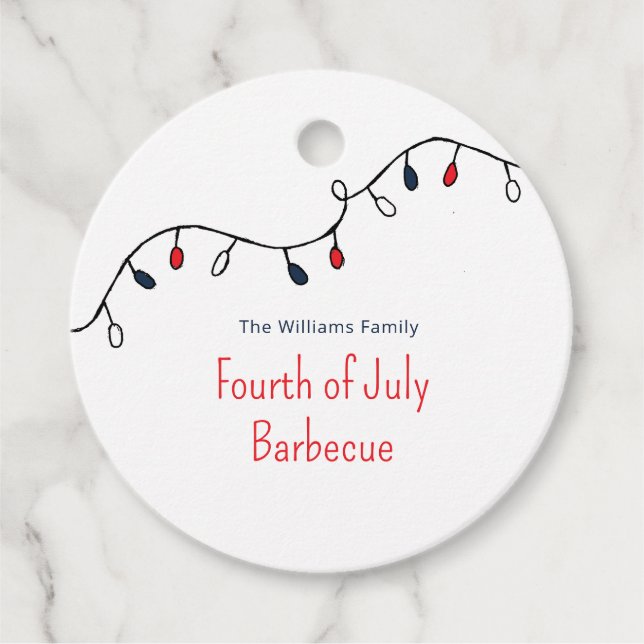 Étiquettes Cadeau Patriotique Rouge Blanc Bleu Lumières 4 juillet (Devant)