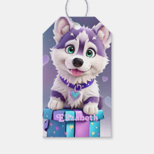 Étiquettes-cadeau Patte et cadeaux Célébration de chiot Husky