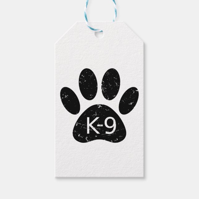 Étiquettes-cadeau Paw Chien en Perdu Grunge K-9 (Devant)