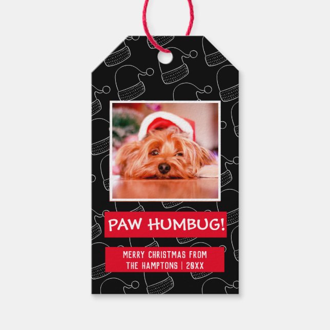 Étiquettes-cadeau Paw Humbug Photo pour animaux de compagnie Rouge e (Devant)