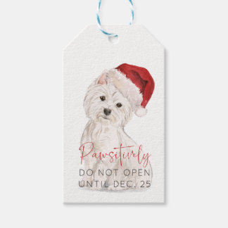 Étiquettes-cadeau PAWSITIVEMENT N'Ouvre Pas Père Noël Chien BLANK No