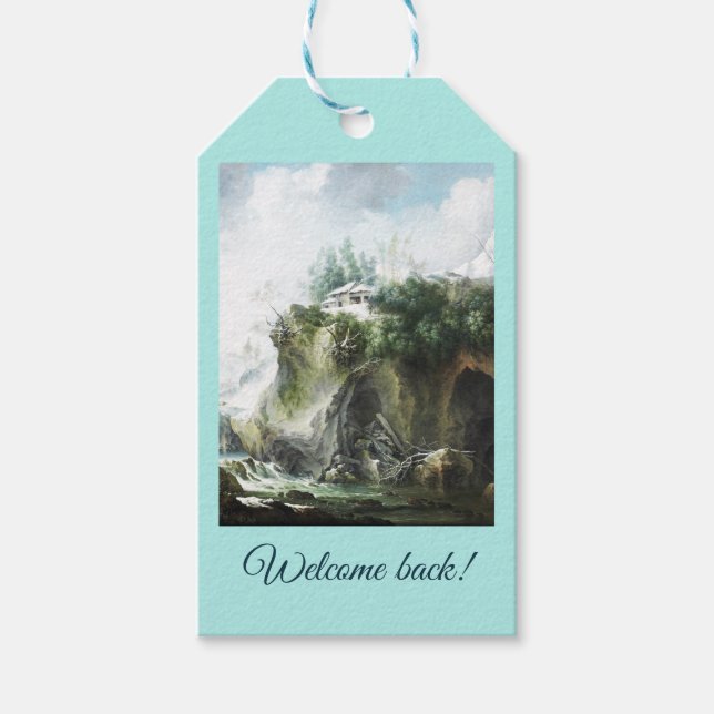 Étiquettes-cadeau Paysage fluvial en hiver, Francesco Foschi (Devant)