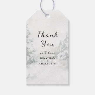 Étiquettes-cadeau Paysage hivernal à l'aquarelle de forêt enneigée M