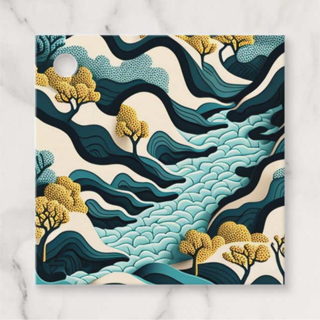 Étiquettes Cadeau Paysage moderne (Devant)