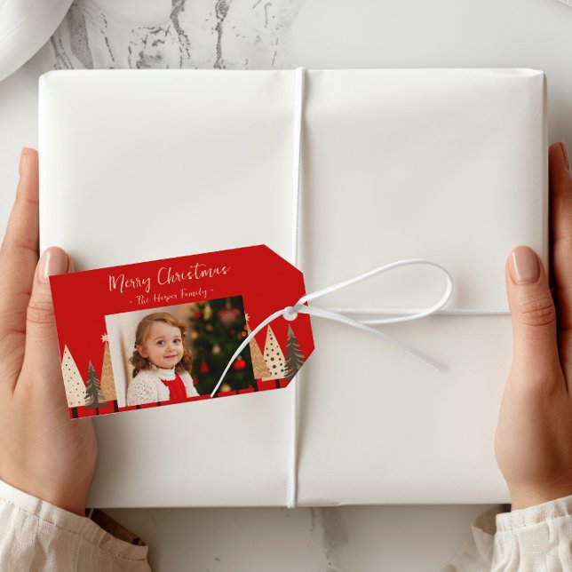 Étiquettes-cadeau Paysage neutre de la forêt d'hiver Noël (Créateur téléchargé)