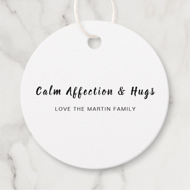 Étiquettes Cadeau Peace Love and Hugs Minimal White Christmas Design (Devant)