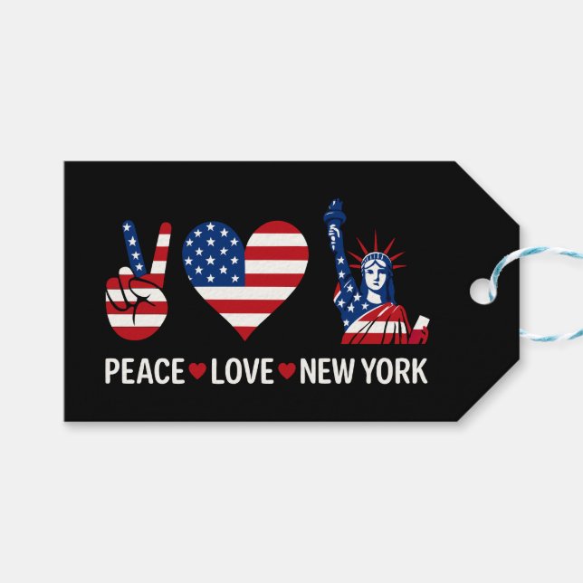 Étiquettes-cadeau Peace Love New York (Devant (Horizontal))