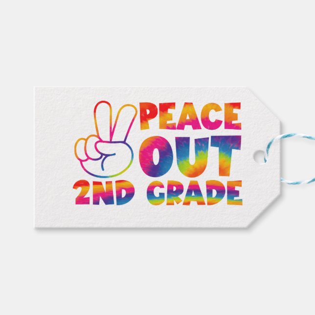 Étiquettes-cadeau Peace Out Tee de deuxième année teinture de Derniè (Devant (Horizontal))