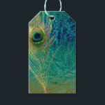 Étiquettes-cadeau Peacock Plumes Bleu Turquoise Or Exotique Faveur C<br><div class="desc">Peacock Feather Blue Turquoise Gold Exotic Favor étiquette cadeau. Customisez cependant.Objets correspondants disponibles.</div>