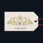 Étiquettes-cadeau Peacocks vintages Monogram Faux Gold Ivory BG<br><div class="desc">Peacocks vintages avec Monogramme - Couleur Arrière - plan ivoire Invitations personnalisables et accessoires avec une image stylisée vintage d'un Peacocks avec Monogramme. Vous pouvez facilement modifier ces produits en ajoutant des champs de texte, en supprimant des champs de texte existants, en modifiant des images de conception ou en ajoutant...</div>