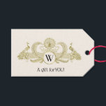 Étiquettes-cadeau Peacocks vintages Monogram Faux Gold Ivory BG<br><div class="desc">Peacocks vintages avec Monogramme - Couleur Arrière - plan ivoire Invitations personnalisables et accessoires avec une image stylisée vintage d'un Peacocks avec Monogramme. Vous pouvez facilement modifier ces produits en ajoutant des champs de texte, en supprimant des champs de texte existants, en modifiant des images de conception ou en ajoutant...</div>