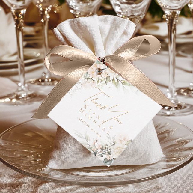 Étiquettes Cadeau Pearl Blush Floral Elegance Merci ID989 (Créateur téléchargé)