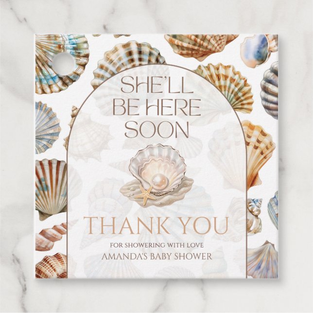 Étiquettes Cadeau Pearl Under The Sea You Soon Girl Baby Shower (Devant)