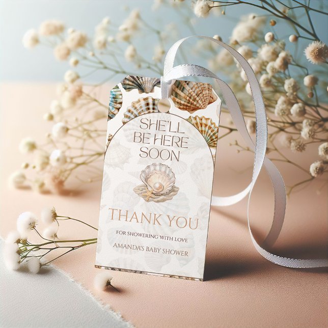 Étiquettes-cadeau Pearl Under The Sea You Soon Girl Baby Shower (Créateur téléchargé)