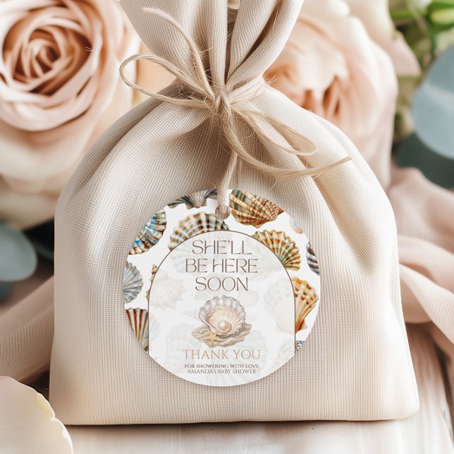 Étiquettes Cadeau Pearl Under The Sea You Soon Girl Baby Shower (Créateur téléchargé)