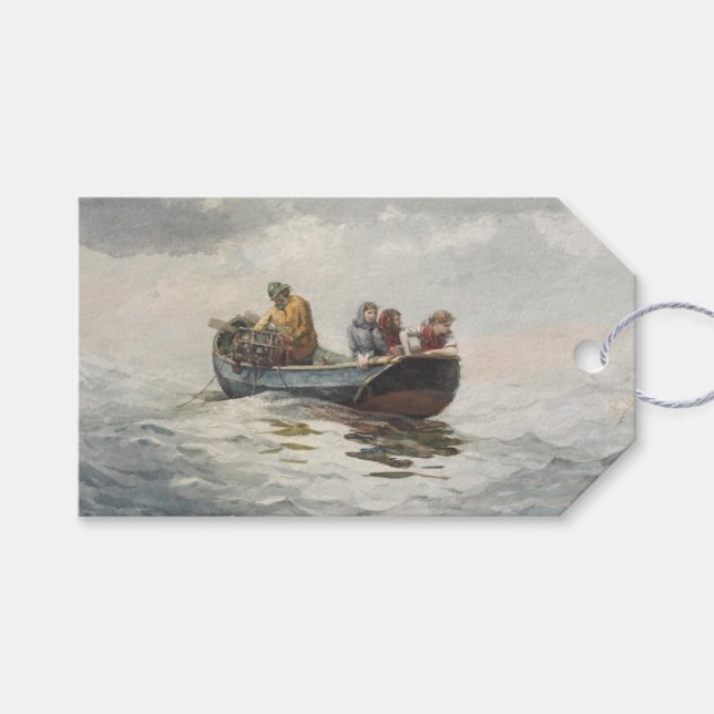 Étiquettes-cadeau Pêche au crabe (par Winslow Homer) (Devant (Horizontal))