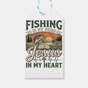 Étiquettes-cadeau Pêche dans mes veines Jésus dans mon cœur Vintage