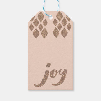 Étiquettes-cadeau Pêche et bronze Parties scintillant Joie Noël