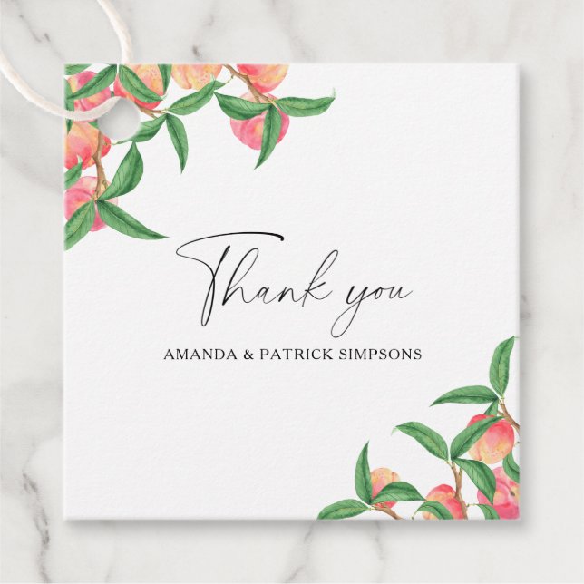 Étiquettes Cadeau Pêches - Merci Mariage (Devant)