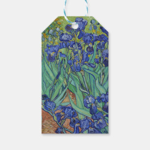 Étiquettes-cadeau Peinture à l'huile florale Les Iris bleus célèbres