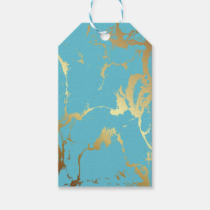 Étiquettes-cadeau Peinture acrylique en marbre Turquoise et or Le Ab