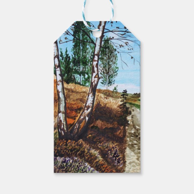 Étiquettes-cadeau Peinture aquarelle d'automne (Devant)