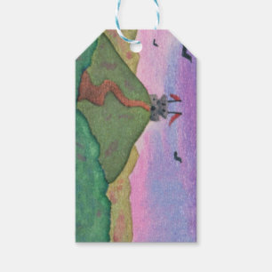 Étiquettes-cadeau Peinture aquarelle Imaginaire Forteresse Château N