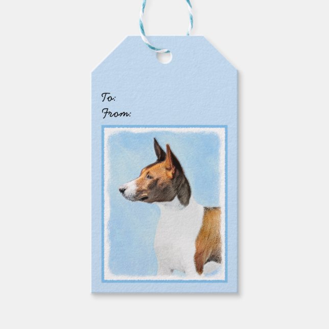 Étiquettes-cadeau Peinture Basenji - Belle Art Original (Devant)