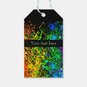 Étiquettes-cadeau Peinture couleur arc-en-ciel noir éclaboussure col