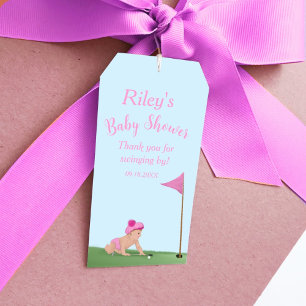 Étiquettes-cadeau Peinture de bébé fille de golf Douce Caddy Baby Sh