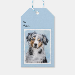Étiquettes-cadeau Peinture de berger américaine miniature - Chien Ar