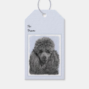 Étiquettes-cadeau Peinture de caniche Miniature Jouet noir Art origi