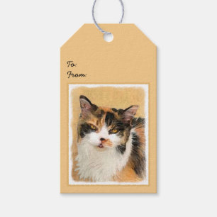Étiquettes-cadeau Peinture de chat Calico - Cute Original Cat Art