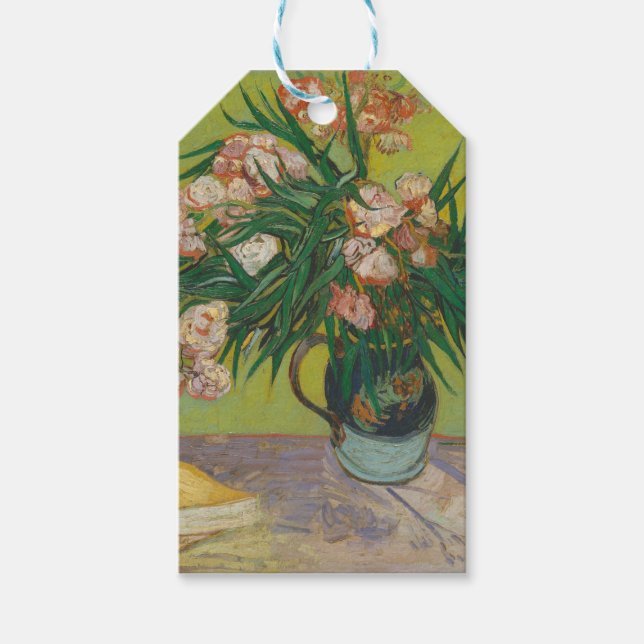 Étiquettes-cadeau Peinture de fleur d'oléandre de Vincent Van Gogh (Devant)