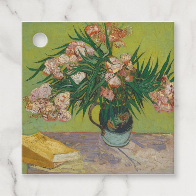 Étiquettes Cadeau Peinture de fleurs d'oléandre de Vincent Van Gogh (Devant)