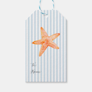 Étiquettes-cadeau Peinture de poisson étoilé Bleu Nautique Bleu Band
