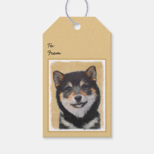 Étiquettes-cadeau Peinture de Shiba Inu (noir et Tan) - art de chien