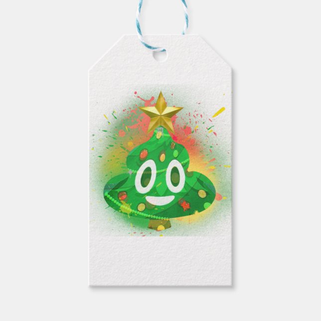 Étiquettes-cadeau Peinture en vaporisateur d'arbre de Noël Emoji (Devant)