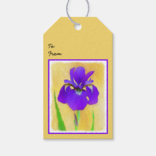Étiquettes-cadeau Peinture Iris à pois pourpre - Chien original mign