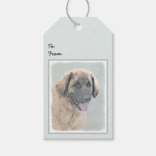 Étiquettes-cadeau Peinture Leonberger - Joli art original chien